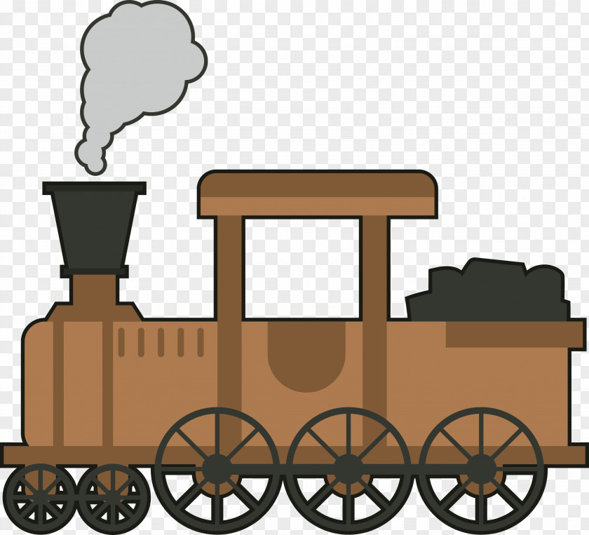 Brown Coal Train Locomotive Vector Rail Transport Cartoon PNG