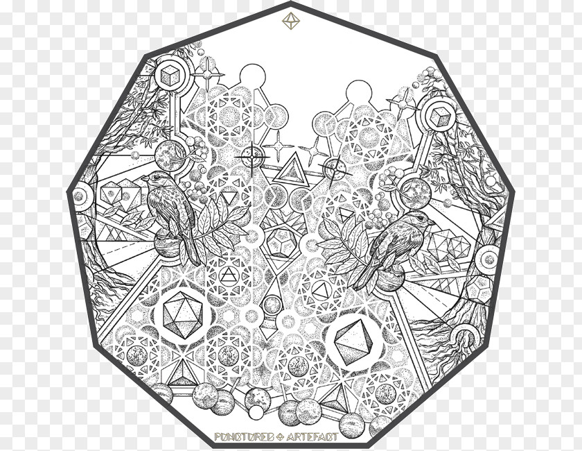 Ink Shading Material Line Art Sacred Geometry Metatron's Cube PNG