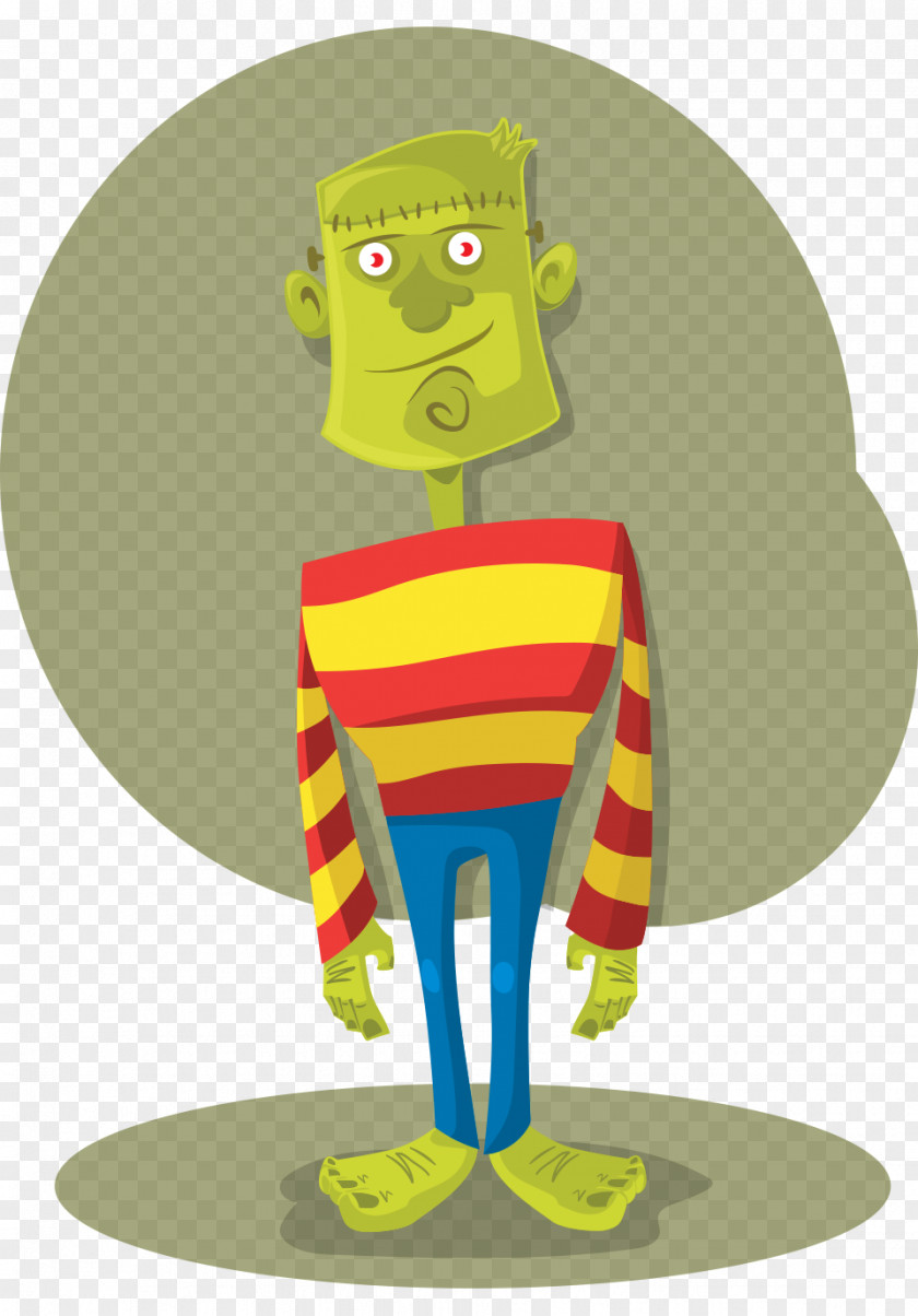 Halloween Cartoon Painted Green Monster Frankensteins Clip Art PNG