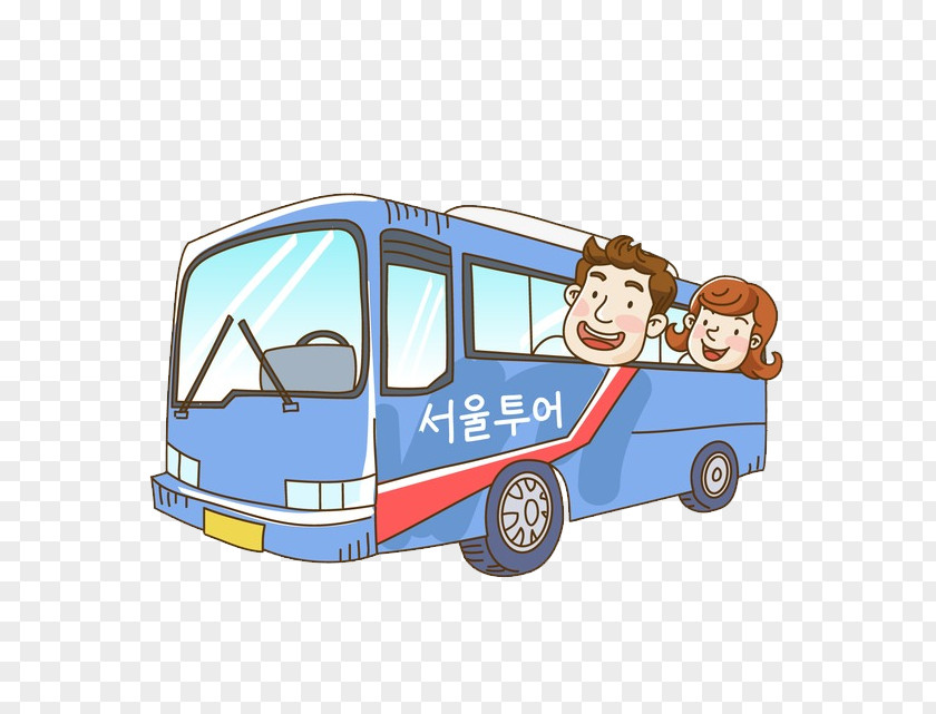 Korea Tour Bus Service Image Cartoon PNG
