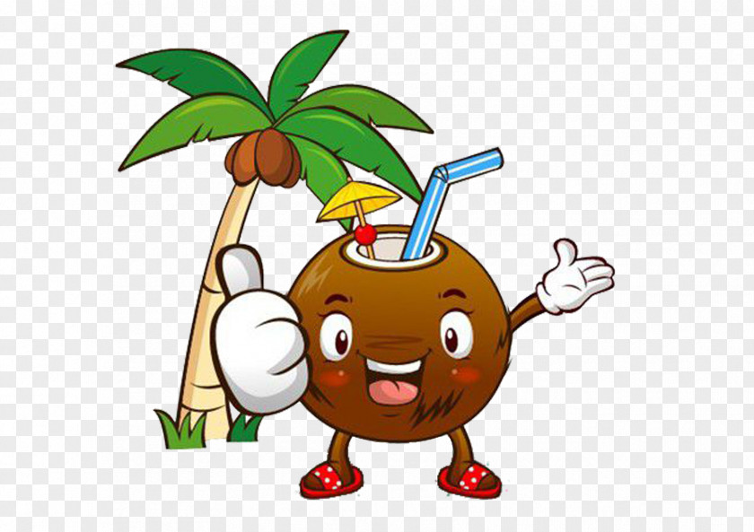 Cartoon Coconut Palm Milk Water PNG