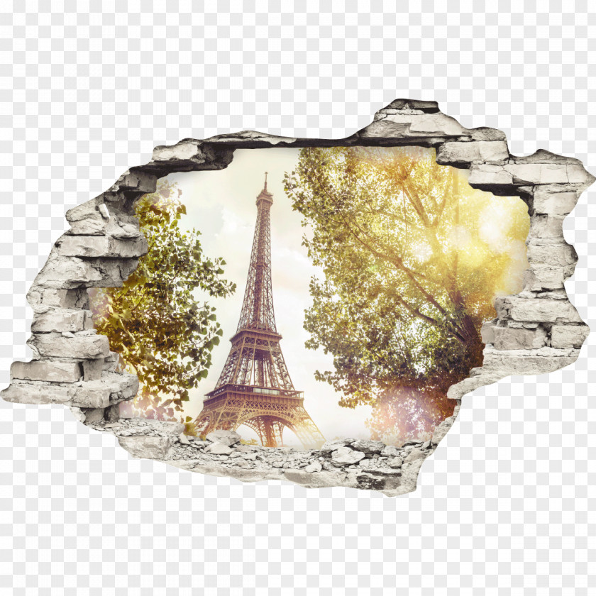 Eiffel Tower New York City Trompe-l'œil Sticker PNG