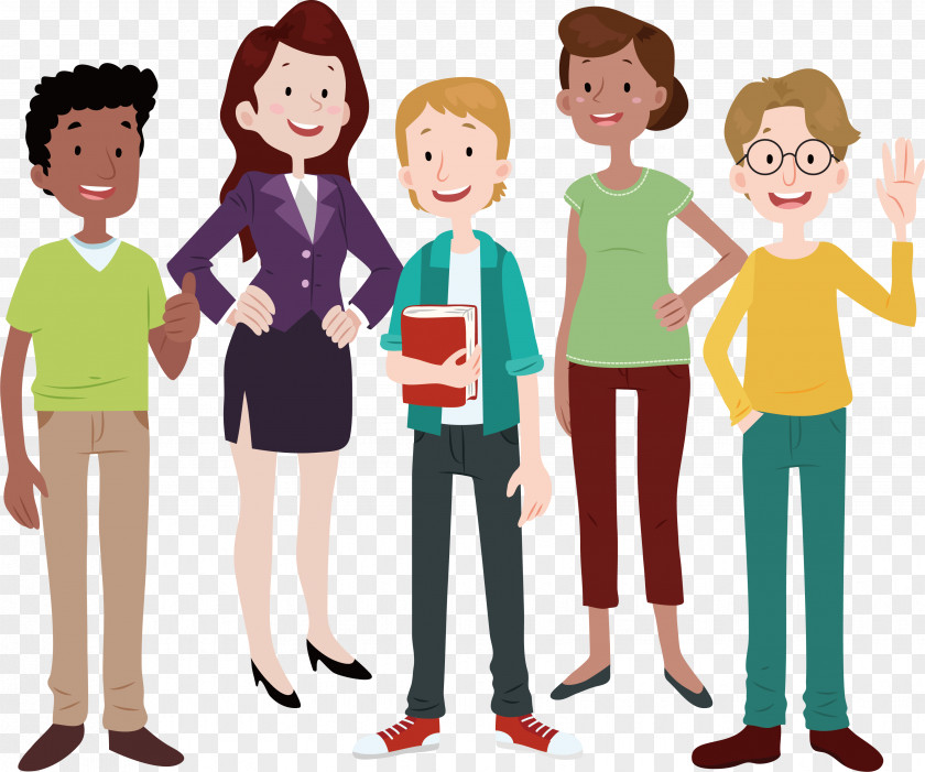 Five People Business Team Animation Cartoon Drawing Clip Art PNG