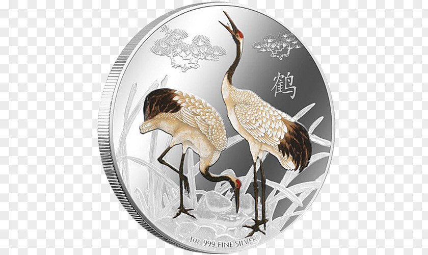 Crane New Zealand Silver Coin PNG