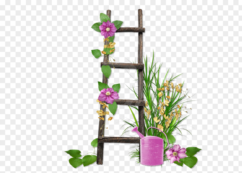 Wooden Ladder Wood Flowerpot PNG