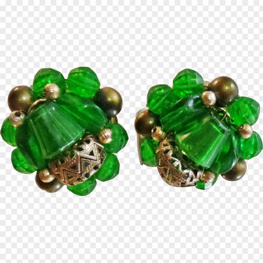 Emerald Earring 1950s Bead Christmas Ornament PNG