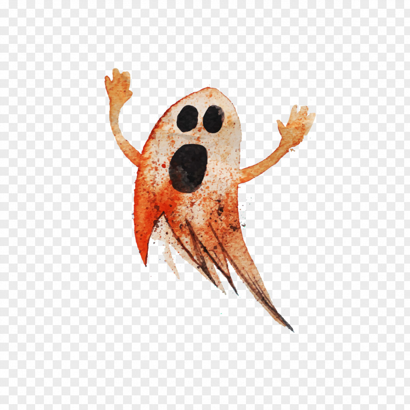 Halloween Ghost Watercolor Painting Illustration PNG