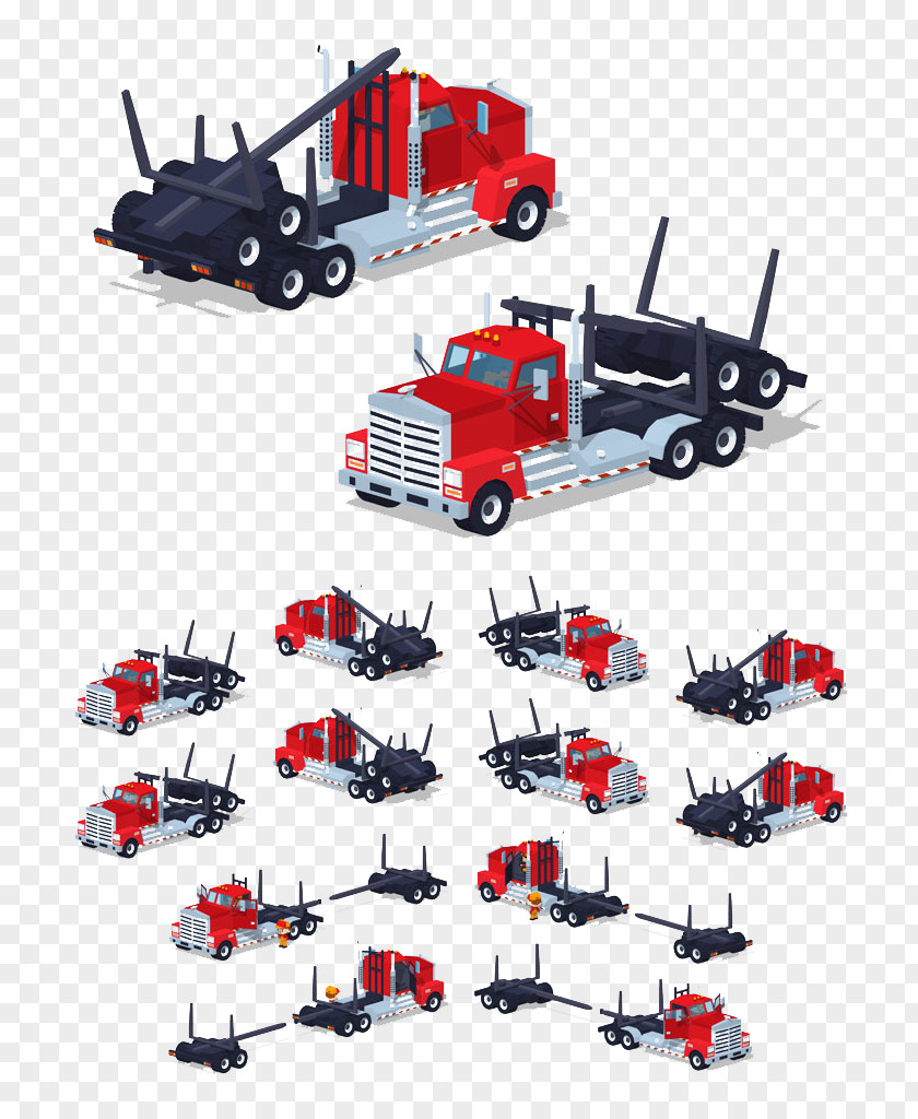 Red Truck Car Pickup Logging PNG