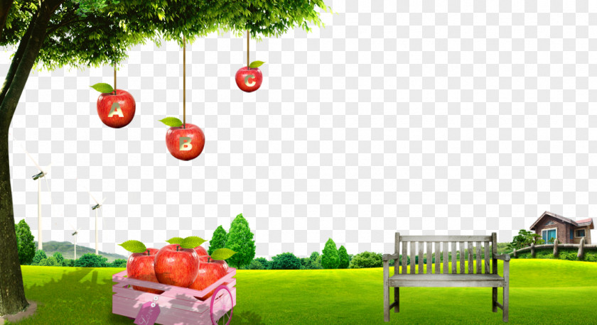 Free Apple Grass Huts To Pull Material PNG