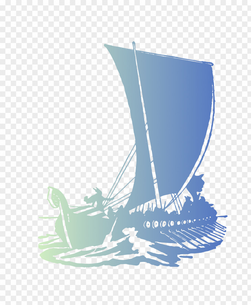 Vector Blue Smooth Sailing Euclidean Ship Boat PNG