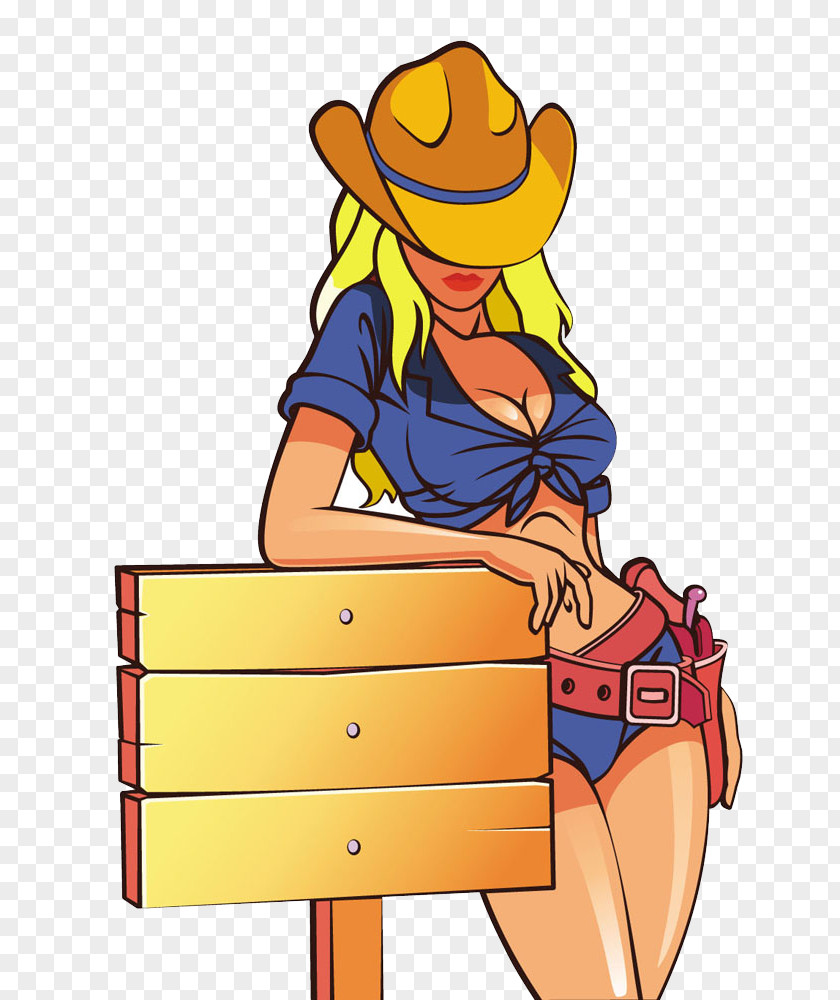 Women With Hat Cartoon Cowboy Woman Illustration PNG