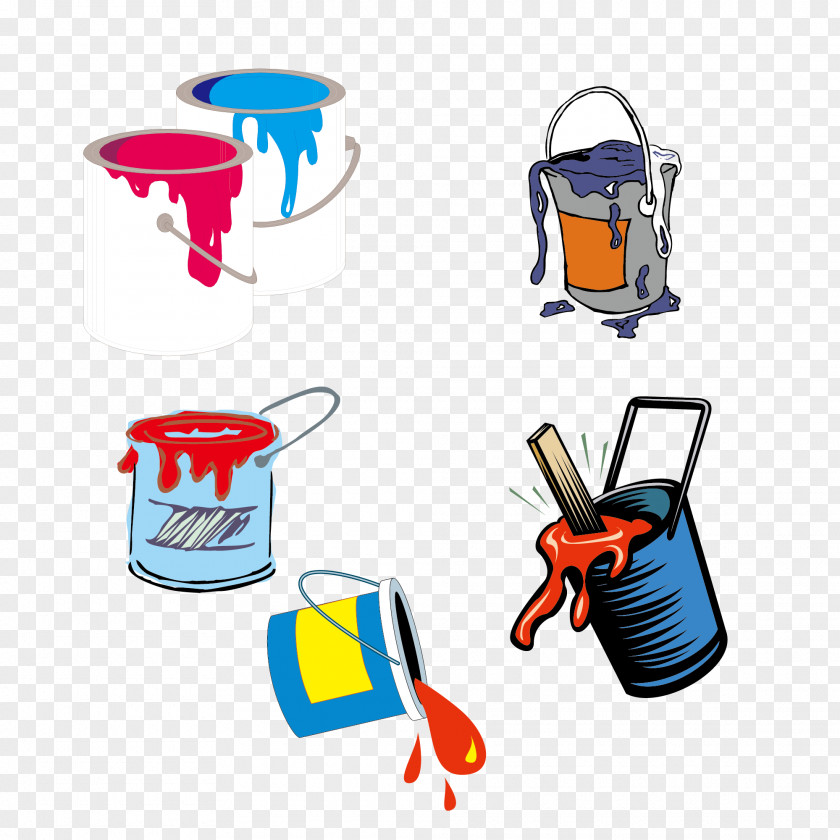 Creative Color Bucket Paint Barrel Clip Art PNG