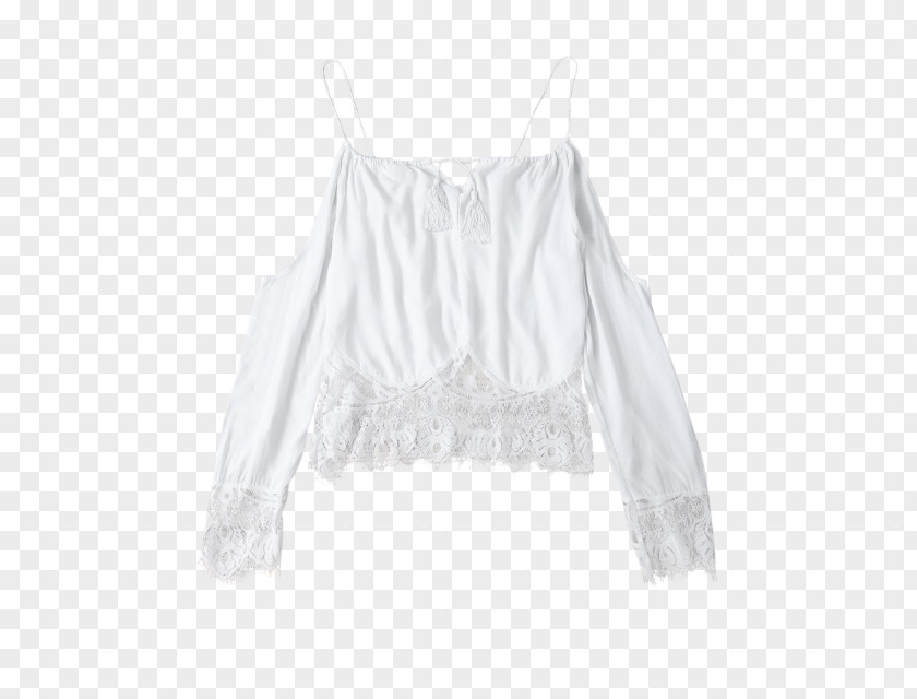 White Lace Sleeve Shoulder Clothes Hanger Ruffle Blouse PNG