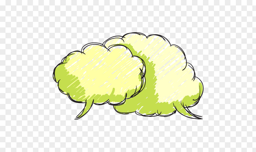 Hand-painted Cartoon Green Chat Box Text Clip Art PNG