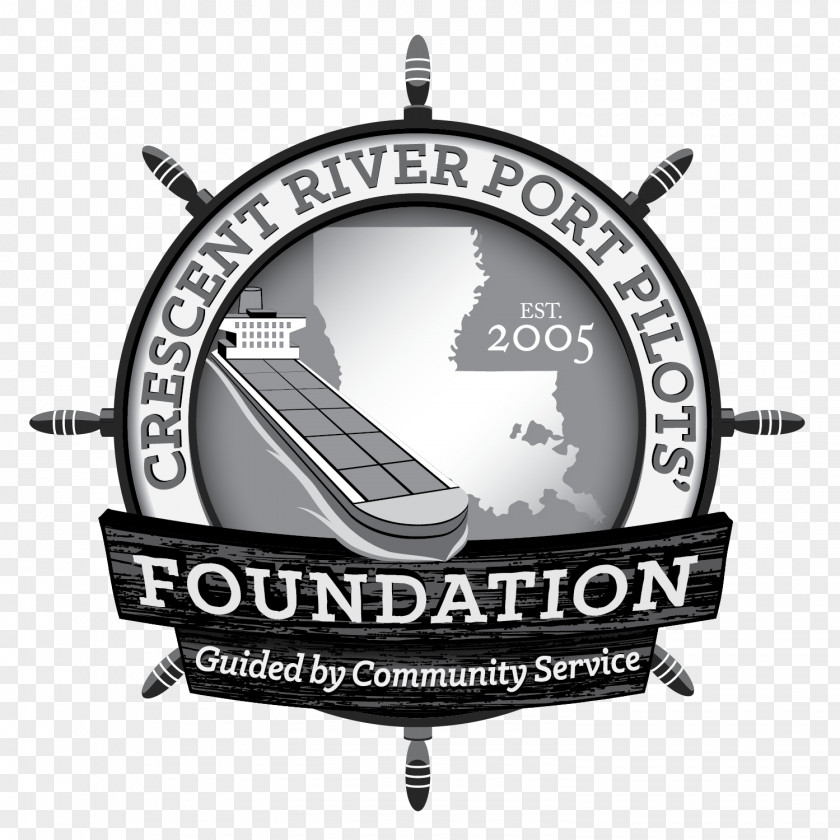 Grayscale Logo Crescent River Port Pilots Brand PNG