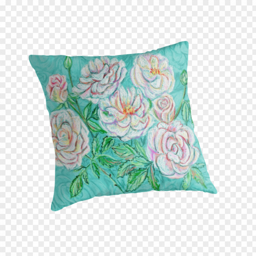 Pastel Rose Throw Pillows Cushion Turquoise PNG