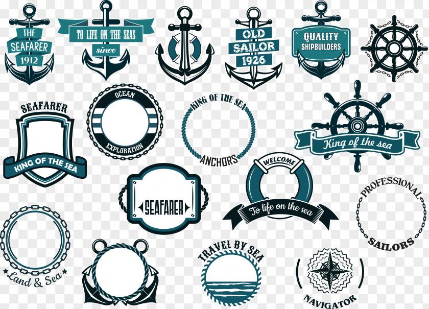Vintage Nautical Labels Vector Material Maritime Transport Banner Illustration PNG