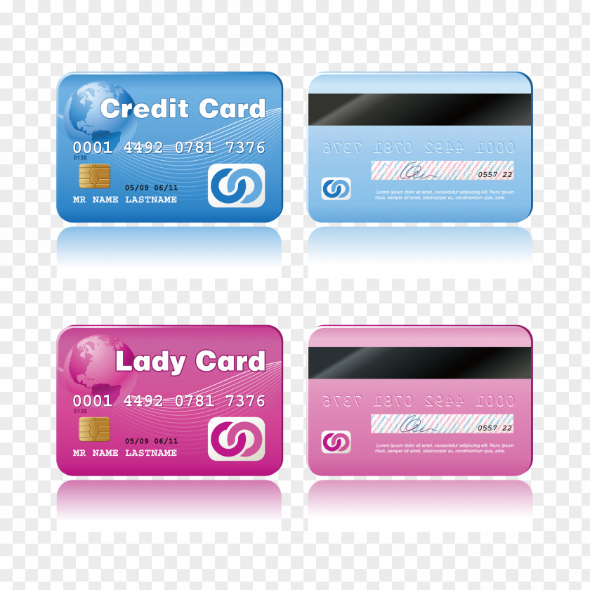 Blue Pink Credit Card ATM PNG