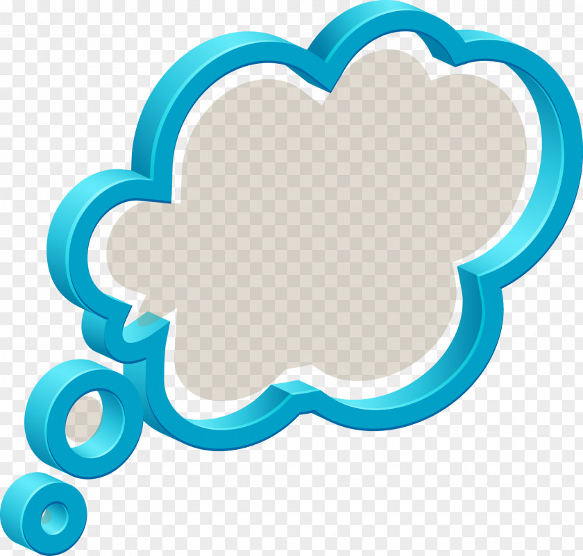 3D Stereoscopic Blue Clouds Dialog Speech Balloon Drawing PNG