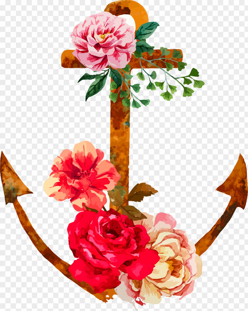 Flowers Anchor Watercolor Painting Flower Euclidean Vector PNG