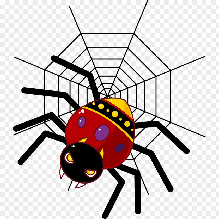Cartoon Hand Painted Red Spider Clip Art PNG