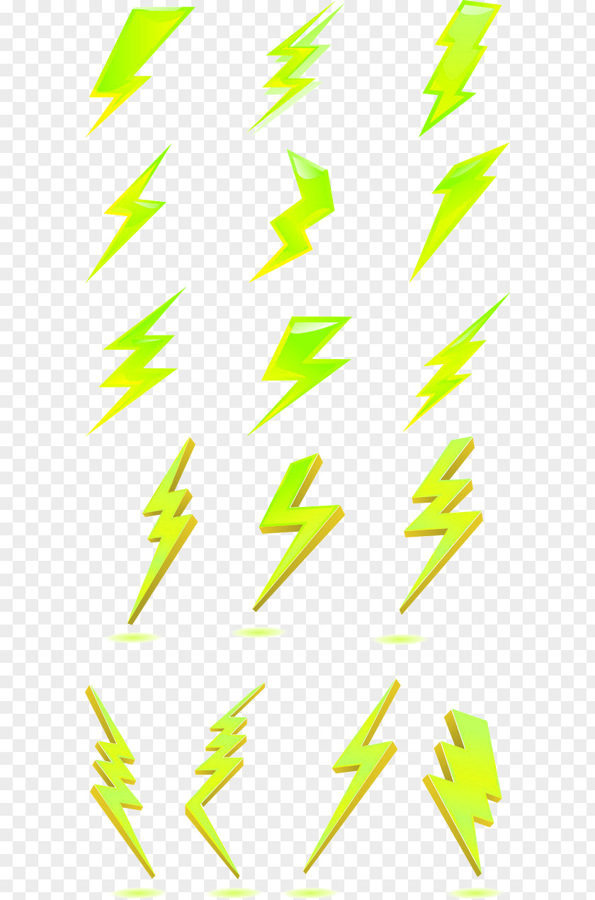 Green Simple Lightning Decorative Patterns Clip Art PNG