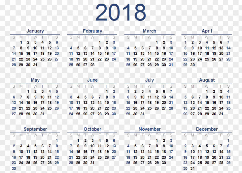 Calendar 2018 Online Template Year Time PNG