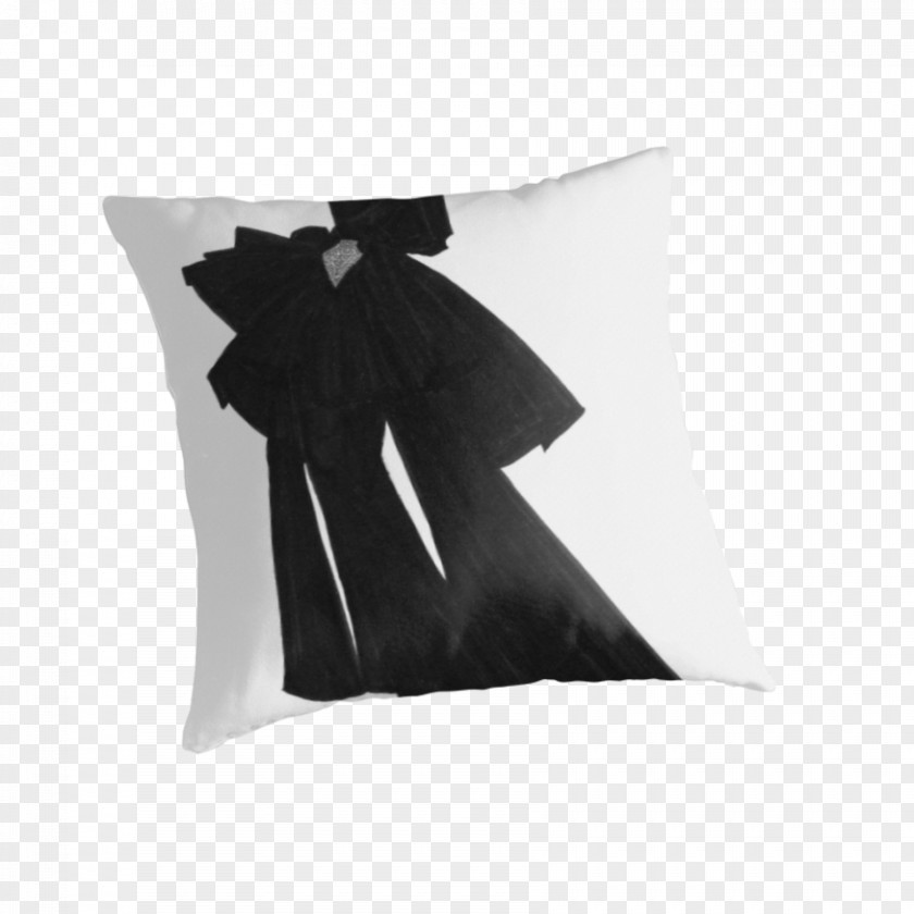Dress Illustration Throw Pillows Cushion White Black M PNG