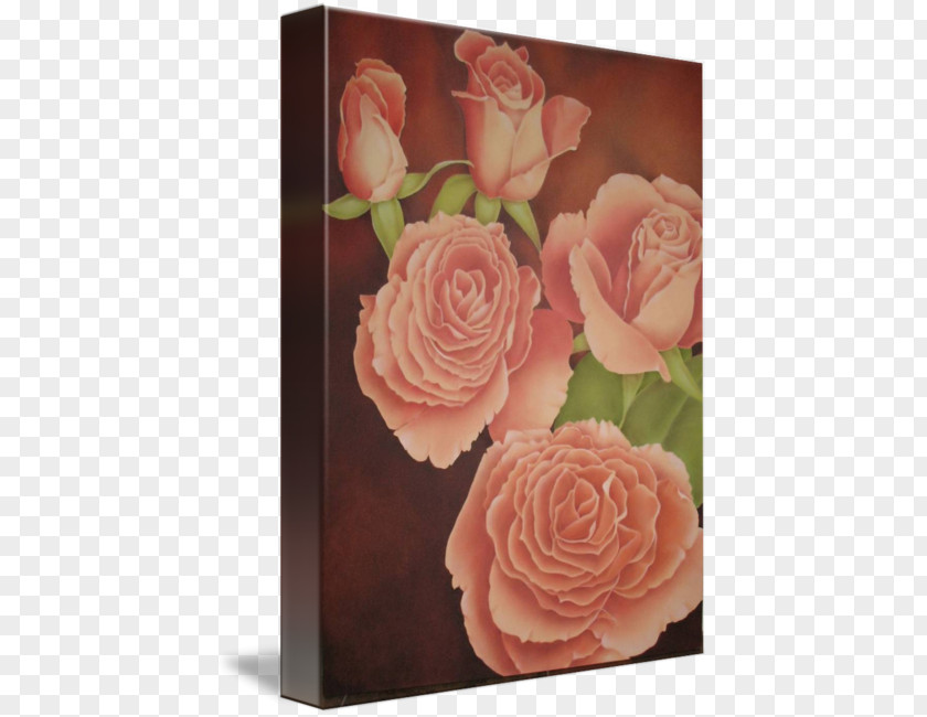 Peach Rosette Garden Roses Oil Painting Artist Gallery Wrap PNG