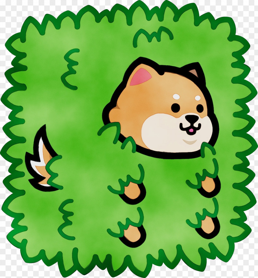 Pomeranian Green Watercolor Animal PNG