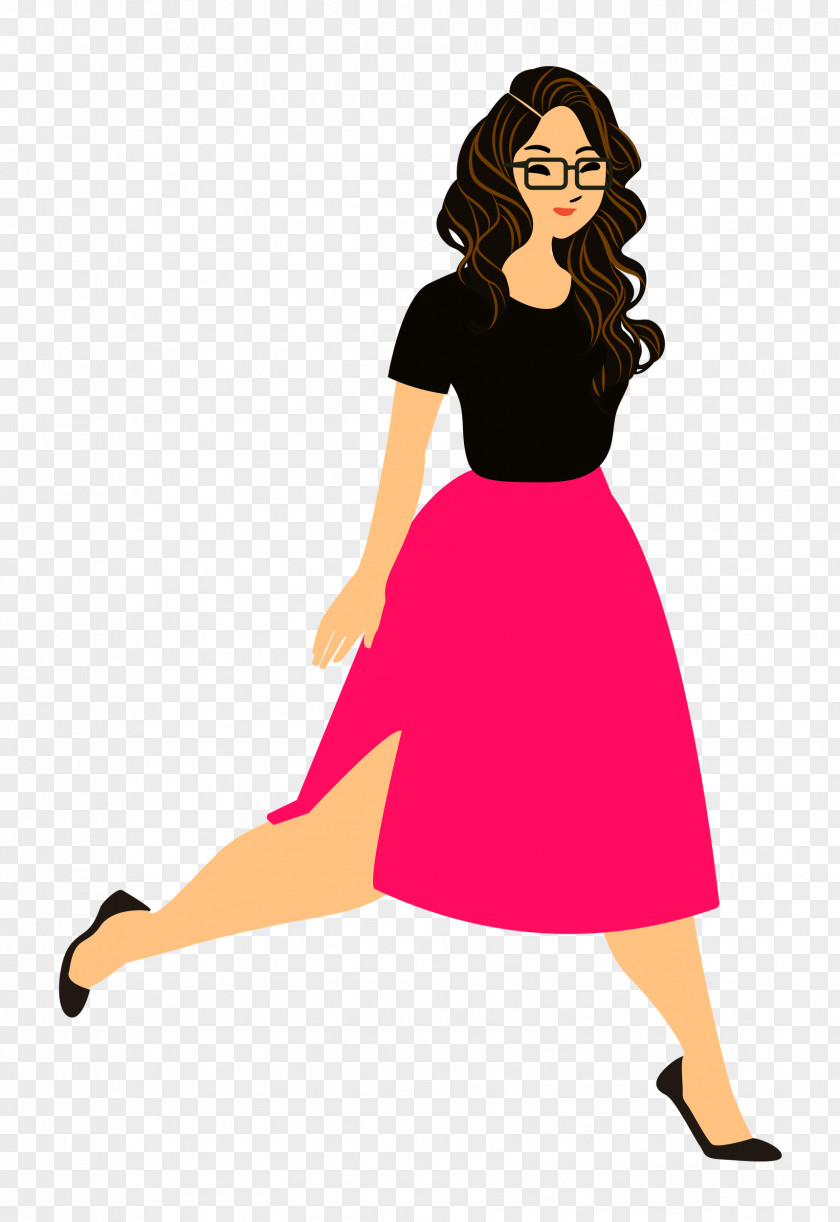 Walking Girl Skirt PNG