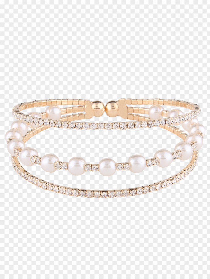 Pearl Bracelet Imitation Bangle Silver PNG