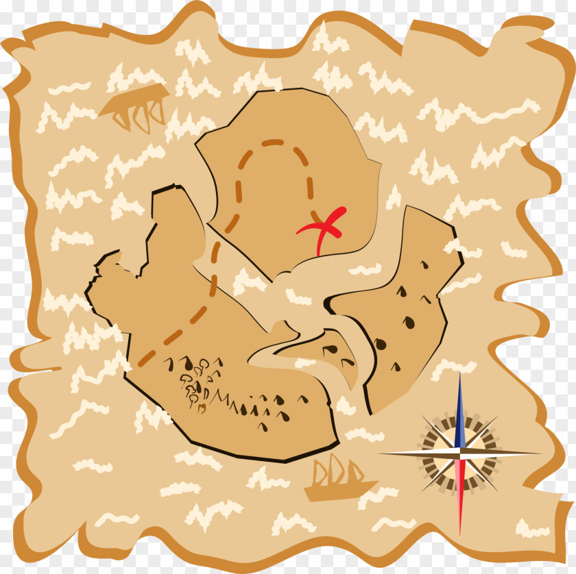 Yellow Retro Map Drawing Clip Art PNG
