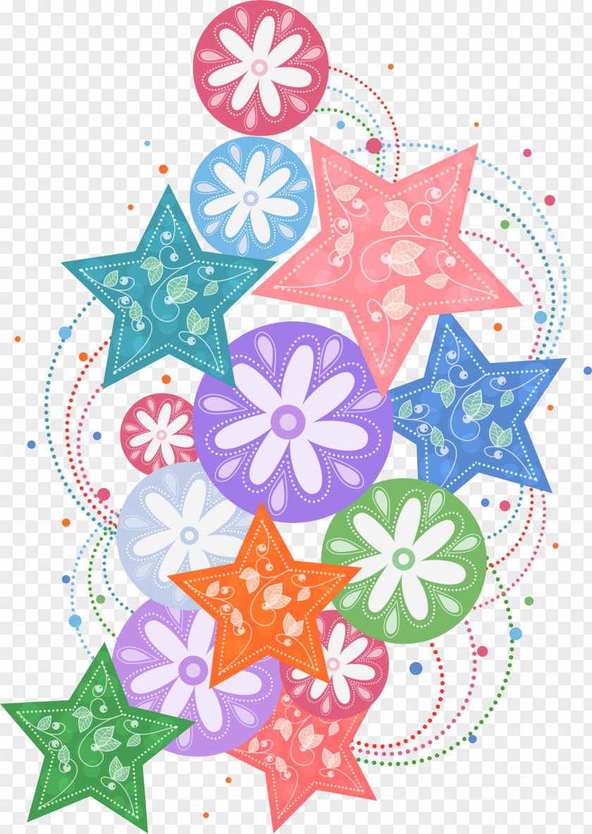 Colored Stars Euclidean Vector Star Snowflake PNG