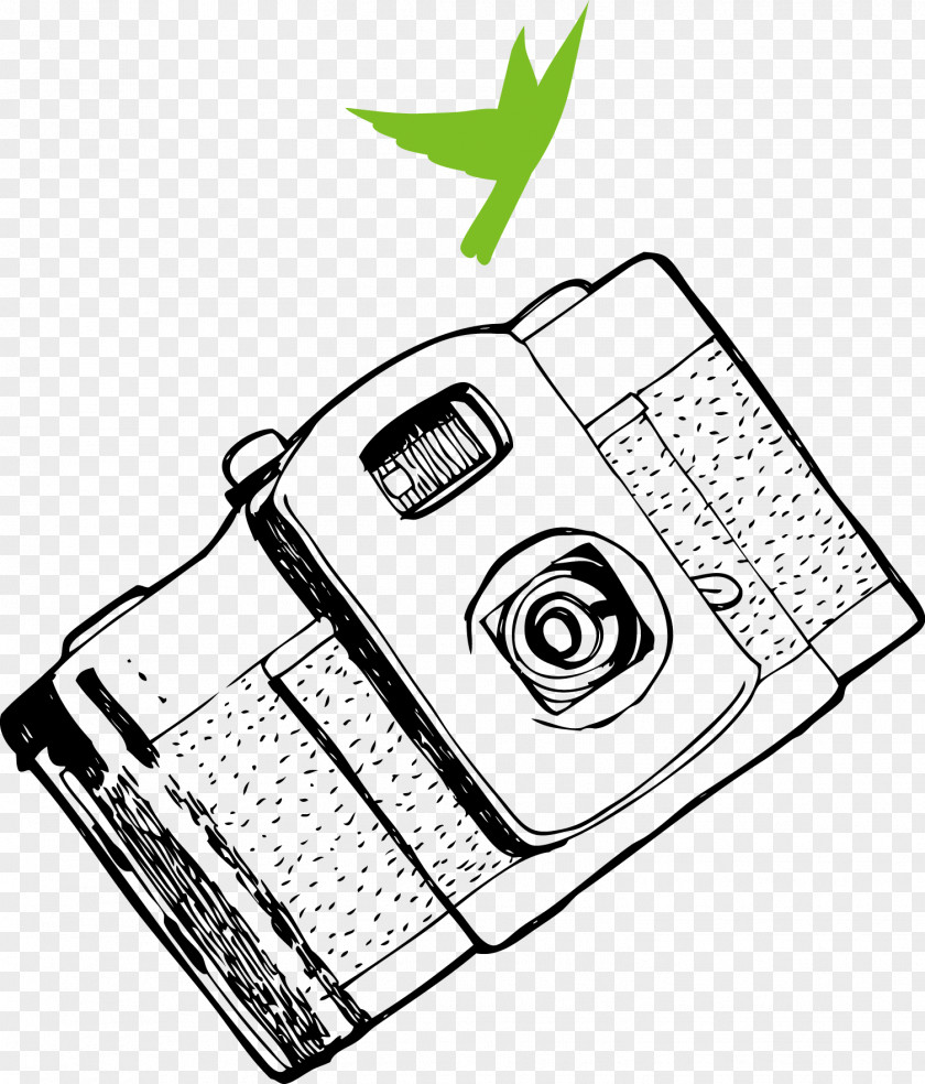 Hand Drawn Black And White Camera Vector Photography PNG