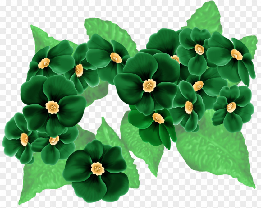 Painted Green Flowers Flower PNG