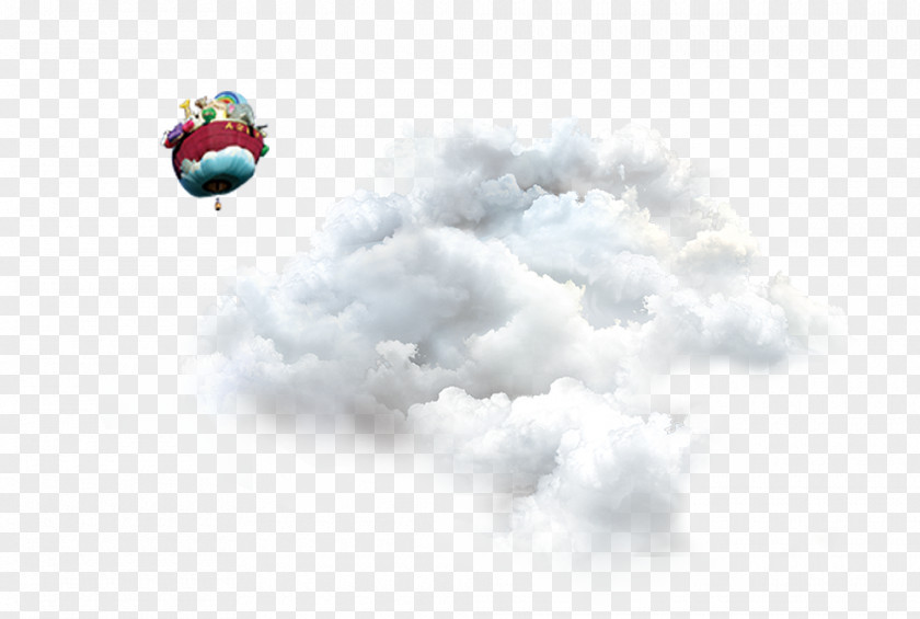 White Clouds Hot Air Balloon Designer PNG