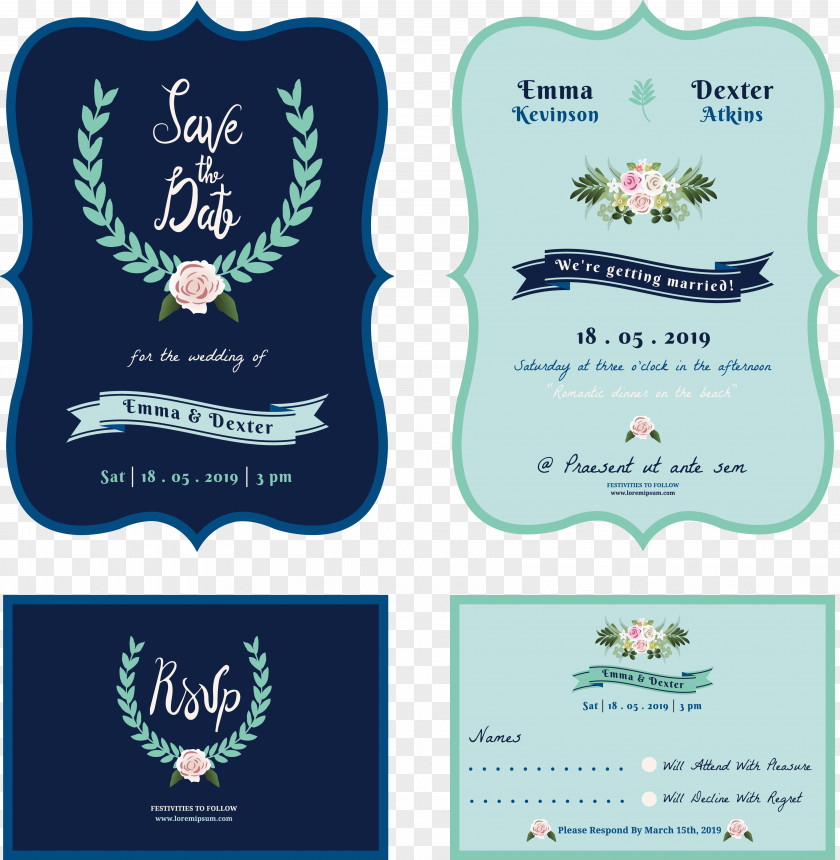 Cartoon Wedding Invitation Design Save The Date Illustration PNG