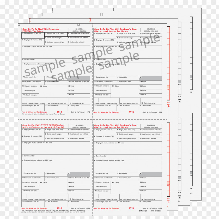 Form W2 W-2 IRS Tax Forms Document Report PNG