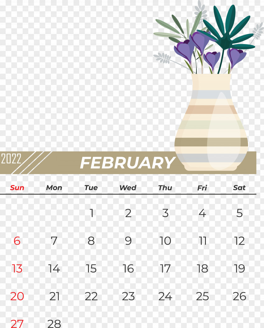 Calendar Vase Spring Flowers Number Vector PNG
