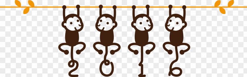 Four Little Monkeys Monkey Chinese New Year Happiness Illustration PNG