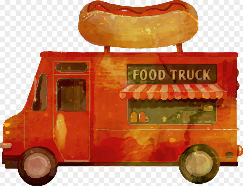 Vector Hand-painted Hot Dog Outside Car Dealers Street Food Fast French Fries PNG