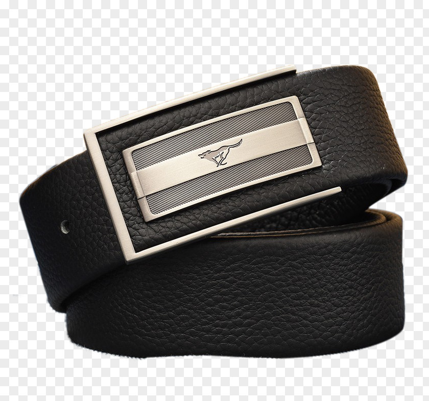 Pure Cowhide Smooth Buckle Belt PNG