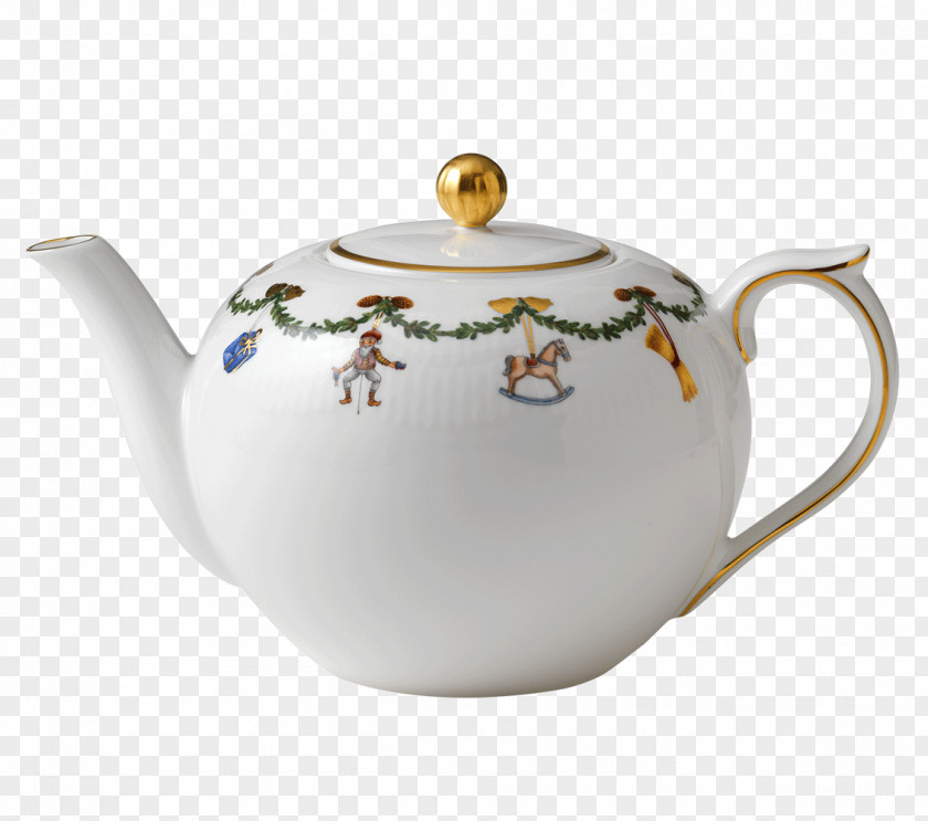 Christmas Copenhagen Teapot Kettle Saucer PNG