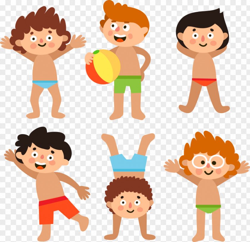 Vector Cute Cartoon Boy Swimsuit Child Drawing Boxer Shorts PNG