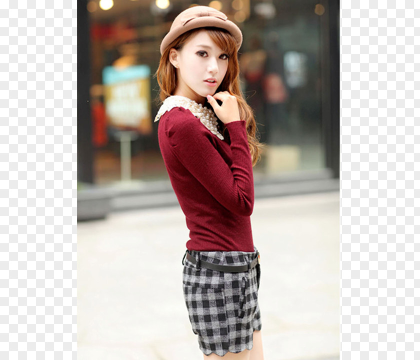Kim Gu Miniskirt Shoulder Tartan Sleeve Blouse PNG