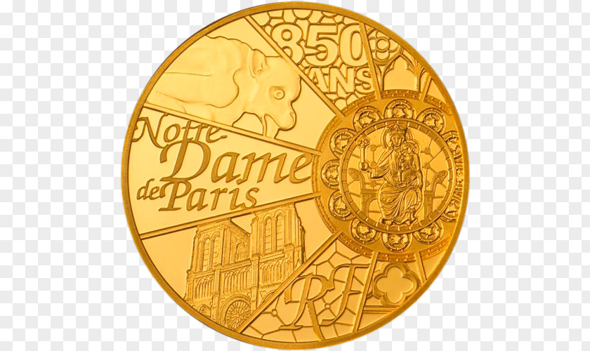 Paris Notre Dame Coin Notre-Dame De Gold 50 Euro Note PNG