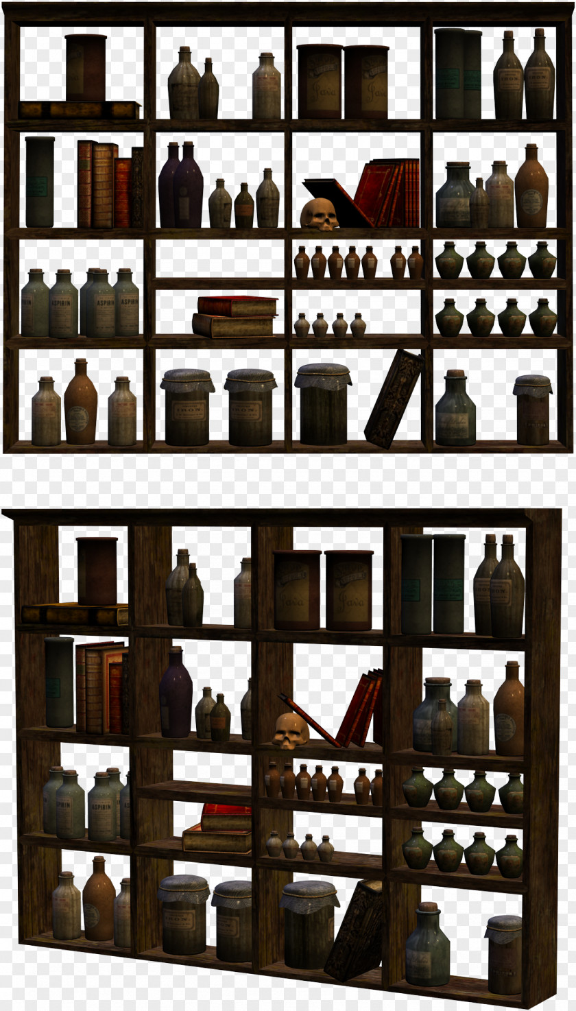 Kitchen Shelf Book Of Shadows Witchcraft Potion Furniture PNG