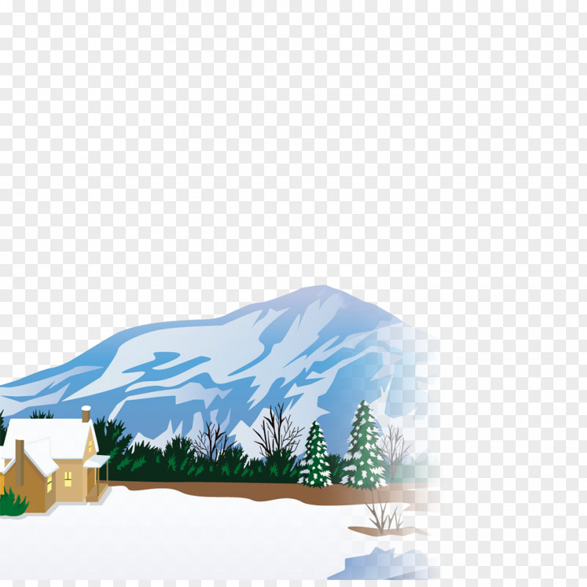 Snowy Cabin Pattern Snow Wallpaper PNG