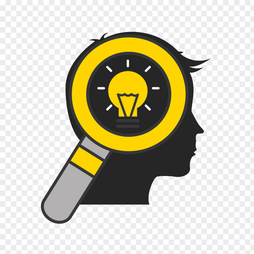 Magnifying Glass Bulb With A Brain Image Idea Icon PNG